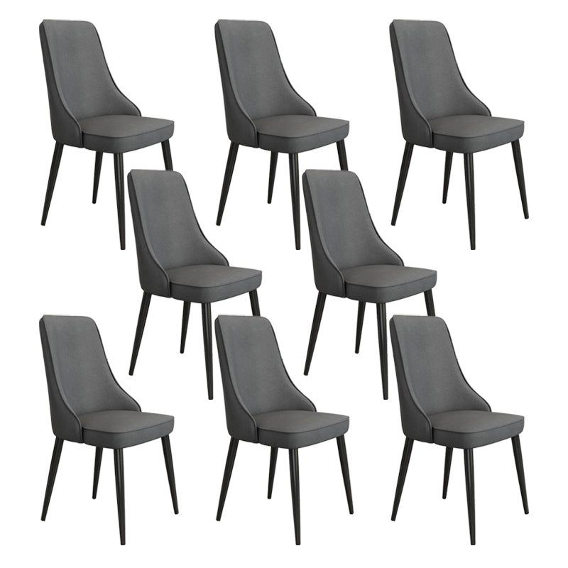 Fabric Dining Side Chair Modern Parsons Armless Chair for Dining Room Dark Gray 8 Piece Set Black Clearhalo 'Dining Chairs' 'Dining Tables & Seating' 'dining_chair' 'furn' 'furn_dining_chair' 'Furniture' 'Kitchen & Dining Furniture' 7143799