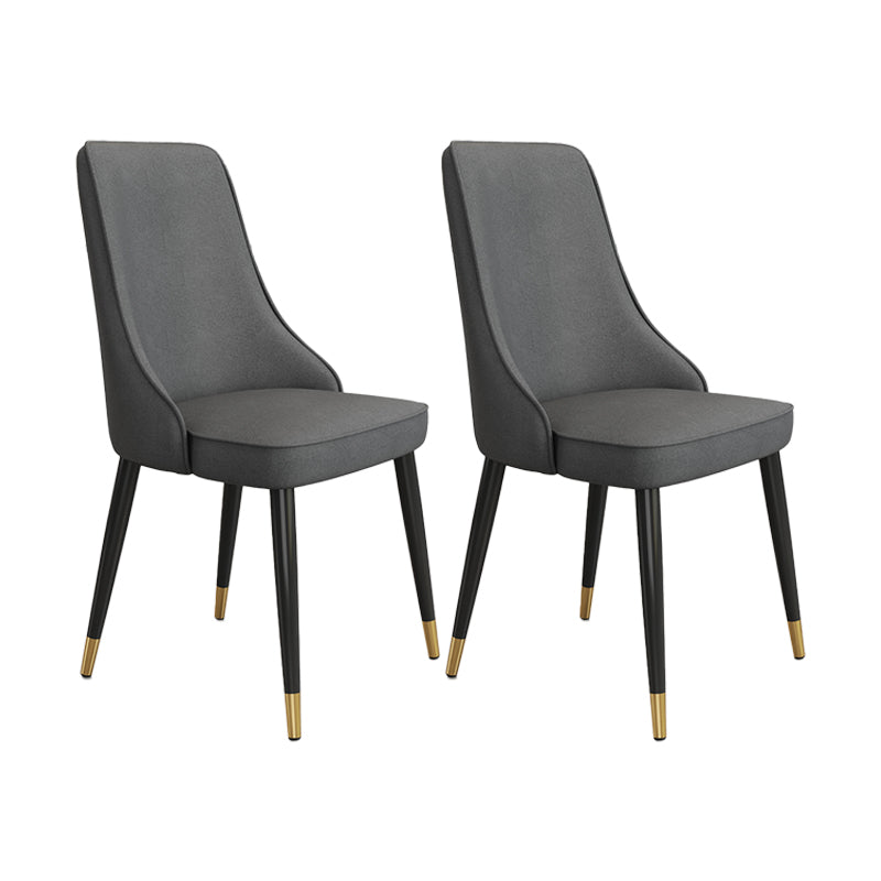 Fabric Dining Side Chair Modern Parsons Armless Chair for Dining Room Dark Gray 2 Piece Set Black Gold Clearhalo 'Dining Chairs' 'Dining Tables & Seating' 'dining_chair' 'furn' 'furn_dining_chair' 'Furniture' 'Kitchen & Dining Furniture' 7143802