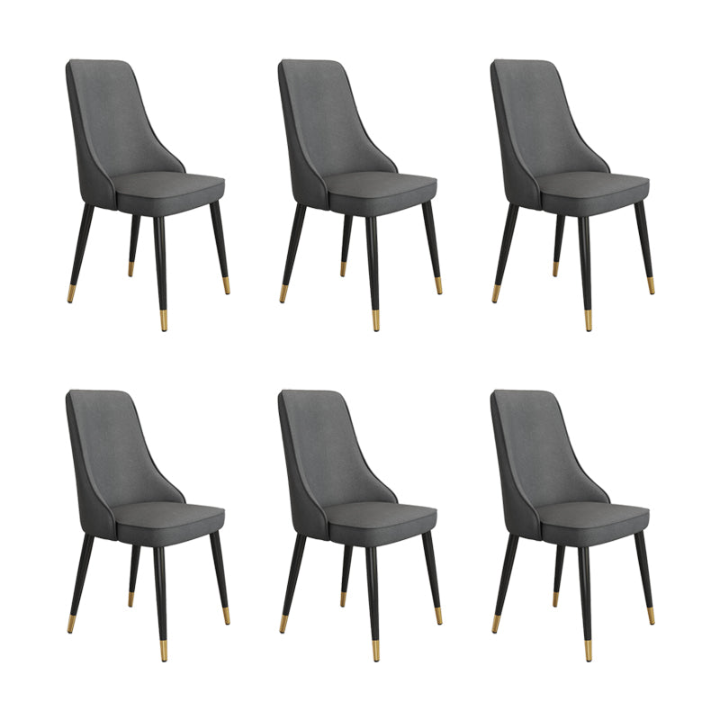 Fabric Dining Side Chair Modern Parsons Armless Chair for Dining Room Dark Gray 6 Piece Set Black Gold Clearhalo 'Dining Chairs' 'Dining Tables & Seating' 'dining_chair' 'furn' 'furn_dining_chair' 'Furniture' 'Kitchen & Dining Furniture' 7143806