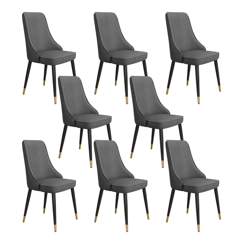 Fabric Dining Side Chair Modern Parsons Armless Chair for Dining Room Dark Gray 8 Piece Set Black Gold Clearhalo 'Dining Chairs' 'Dining Tables & Seating' 'dining_chair' 'furn' 'furn_dining_chair' 'Furniture' 'Kitchen & Dining Furniture' 7143808