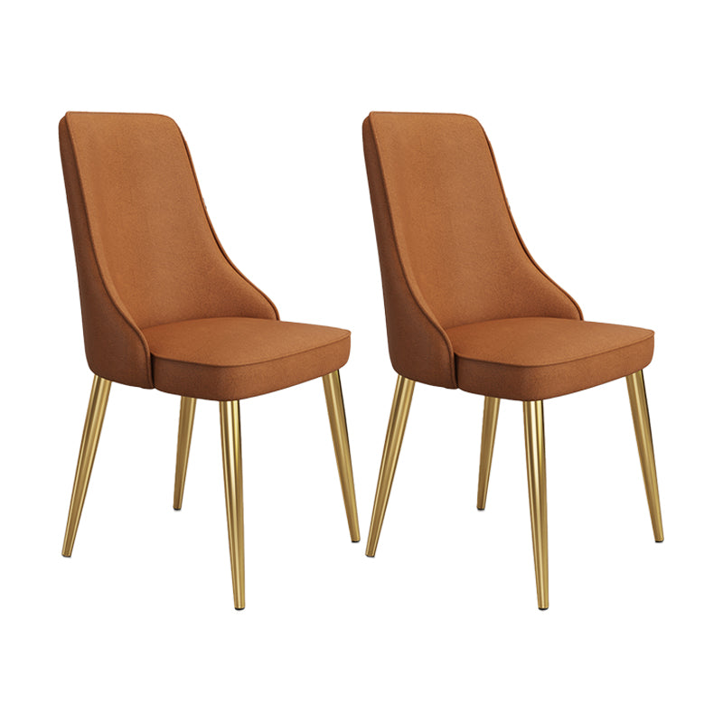 Fabric Dining Side Chair Modern Parsons Armless Chair for Dining Room Coffee 2 Piece Set Gold Clearhalo 'Dining Chairs' 'Dining Tables & Seating' 'dining_chair' 'furn' 'furn_dining_chair' 'Furniture' 'Kitchen & Dining Furniture' 7143835