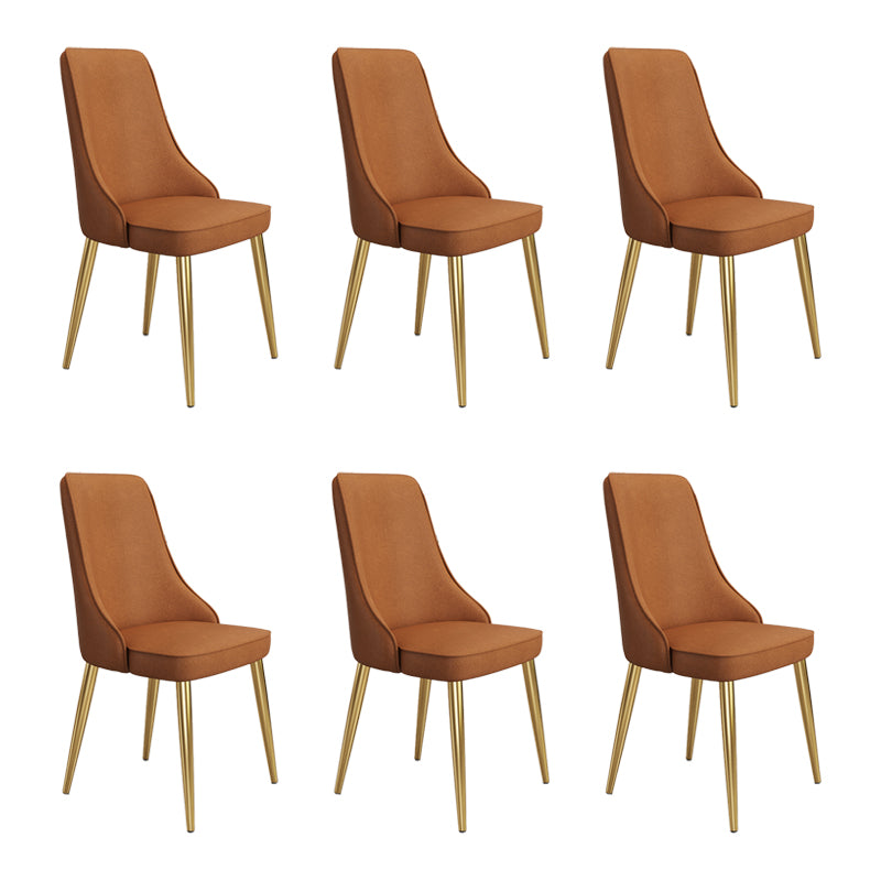 Fabric Dining Side Chair Modern Parsons Armless Chair for Dining Room Coffee 6 Piece Set Gold Clearhalo 'Dining Chairs' 'Dining Tables & Seating' 'dining_chair' 'furn' 'furn_dining_chair' 'Furniture' 'Kitchen & Dining Furniture' 7143837