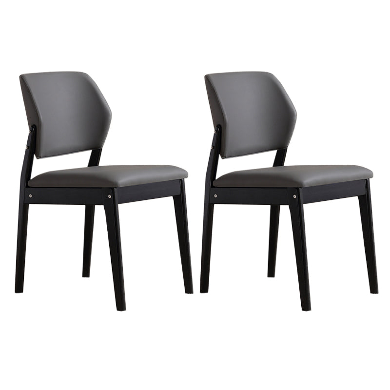 Upholstered Kitchen Side Chair Modern Style Open Back Armless Chair Dark Gray 2 Piece Set Black Clearhalo 'Dining Chairs' 'Dining Tables & Seating' 'dining_chair' 'furn' 'furn_dining_chair' 'Furniture' 'Kitchen & Dining Furniture' 7143843