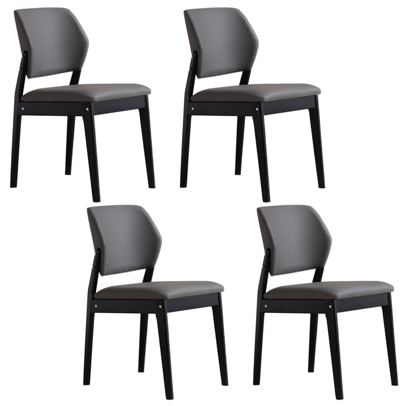 Upholstered Kitchen Side Chair Modern Style Open Back Armless Chair Dark Gray 4 Piece Set Black Clearhalo 'Dining Chairs' 'Dining Tables & Seating' 'dining_chair' 'furn' 'furn_dining_chair' 'Furniture' 'Kitchen & Dining Furniture' 7143844