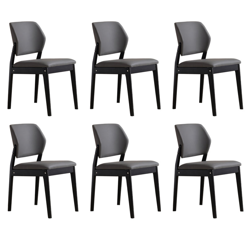 Upholstered Kitchen Side Chair Modern Style Open Back Armless Chair Dark Gray 6 Piece Set Black Clearhalo 'Dining Chairs' 'Dining Tables & Seating' 'dining_chair' 'furn' 'furn_dining_chair' 'Furniture' 'Kitchen & Dining Furniture' 7143847