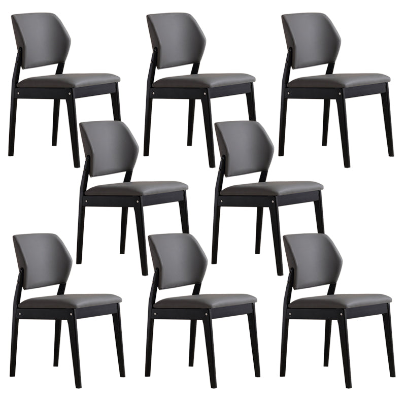 Upholstered Kitchen Side Chair Modern Style Open Back Armless Chair Dark Gray 8 Piece Set Black Clearhalo 'Dining Chairs' 'Dining Tables & Seating' 'dining_chair' 'furn' 'furn_dining_chair' 'Furniture' 'Kitchen & Dining Furniture' 7143849