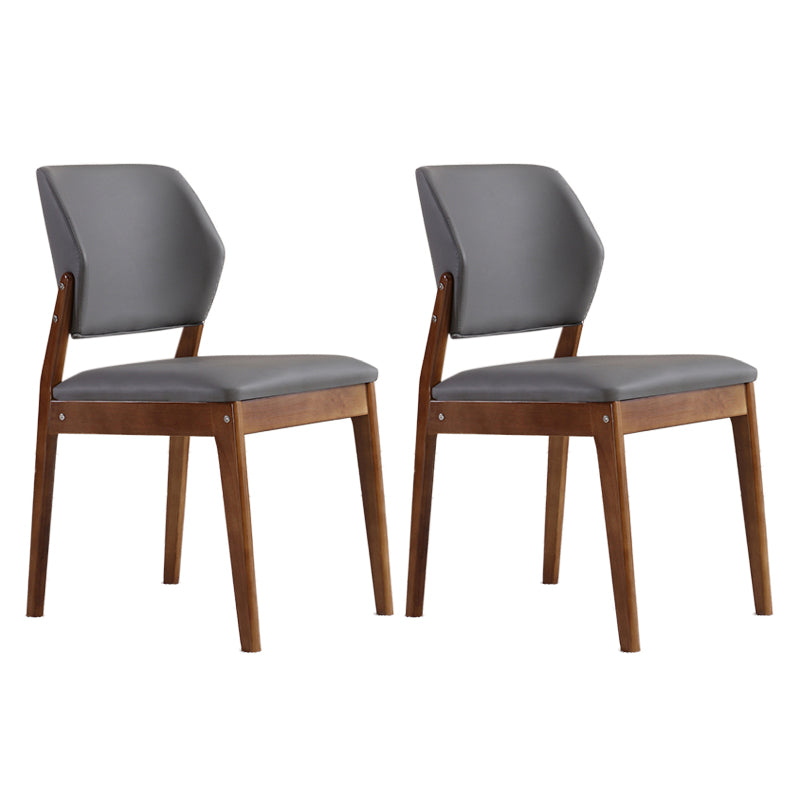 Upholstered Kitchen Side Chair Modern Style Open Back Armless Chair Dark Gray 2 Piece Set Walnut Clearhalo 'Dining Chairs' 'Dining Tables & Seating' 'dining_chair' 'furn' 'furn_dining_chair' 'Furniture' 'Kitchen & Dining Furniture' 7143851