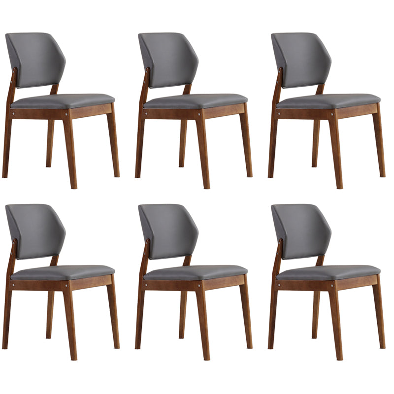 Upholstered Kitchen Side Chair Modern Style Open Back Armless Chair Dark Gray 6 Piece Set Walnut Clearhalo 'Dining Chairs' 'Dining Tables & Seating' 'dining_chair' 'furn' 'furn_dining_chair' 'Furniture' 'Kitchen & Dining Furniture' 7143855