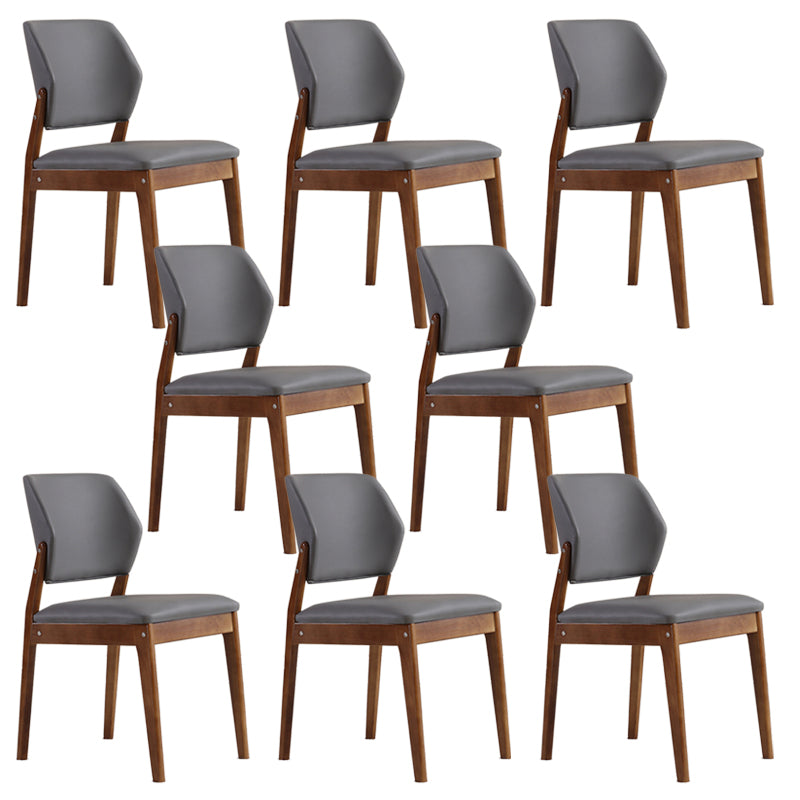 Upholstered Kitchen Side Chair Modern Style Open Back Armless Chair Dark Gray 8 Piece Set Walnut Clearhalo 'Dining Chairs' 'Dining Tables & Seating' 'dining_chair' 'furn' 'furn_dining_chair' 'Furniture' 'Kitchen & Dining Furniture' 7143857