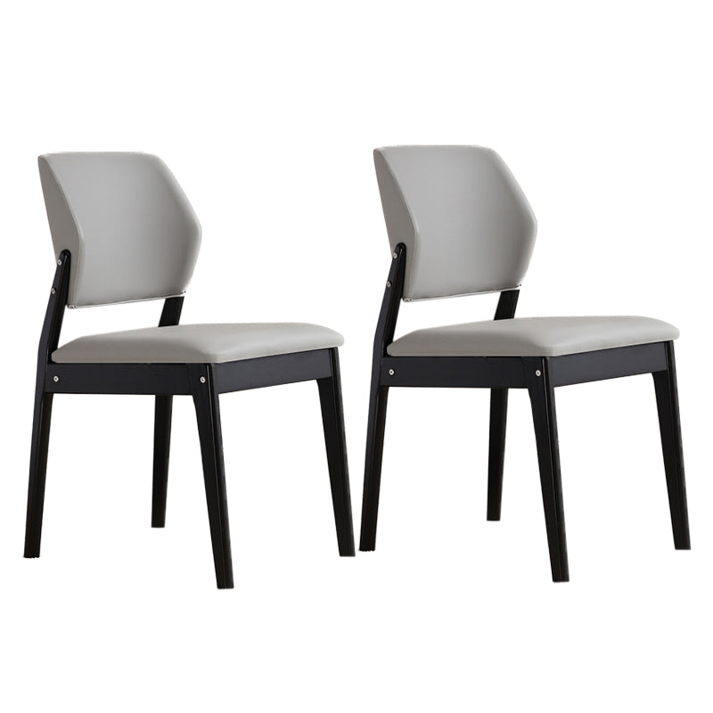 Upholstered Kitchen Side Chair Modern Style Open Back Armless Chair Light Gray 2 Piece Set Black Clearhalo 'Dining Chairs' 'Dining Tables & Seating' 'dining_chair' 'furn' 'furn_dining_chair' 'Furniture' 'Kitchen & Dining Furniture' 7143859