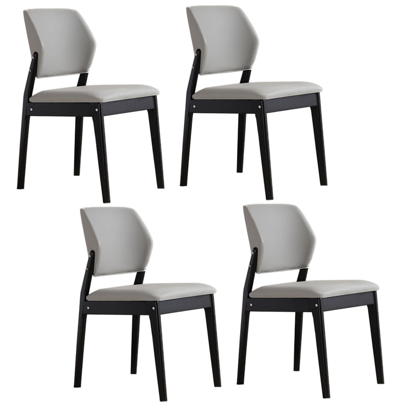 Upholstered Kitchen Side Chair Modern Style Open Back Armless Chair Light Gray 4 Piece Set Black Clearhalo 'Dining Chairs' 'Dining Tables & Seating' 'dining_chair' 'furn' 'furn_dining_chair' 'Furniture' 'Kitchen & Dining Furniture' 7143861