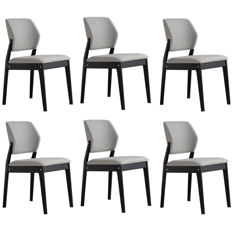 Upholstered Kitchen Side Chair Modern Style Open Back Armless Chair Light Gray 6 Piece Set Black Clearhalo 'Dining Chairs' 'Dining Tables & Seating' 'dining_chair' 'furn' 'furn_dining_chair' 'Furniture' 'Kitchen & Dining Furniture' 7143863