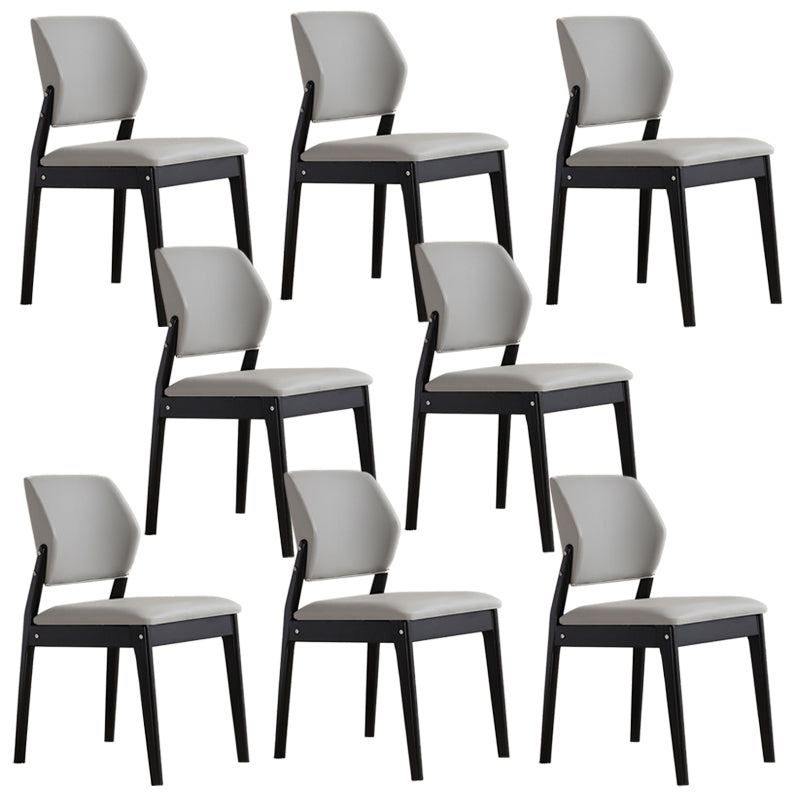 Upholstered Kitchen Side Chair Modern Style Open Back Armless Chair Light Gray 8 Piece Set Black Clearhalo 'Dining Chairs' 'Dining Tables & Seating' 'dining_chair' 'furn' 'furn_dining_chair' 'Furniture' 'Kitchen & Dining Furniture' 7143865