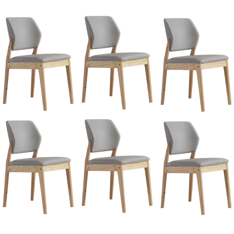 Upholstered Kitchen Side Chair Modern Style Open Back Armless Chair Light Gray 6 Piece Set Natural Wood Clearhalo 'Dining Chairs' 'Dining Tables & Seating' 'dining_chair' 'furn' 'furn_dining_chair' 'Furniture' 'Kitchen & Dining Furniture' 7143870