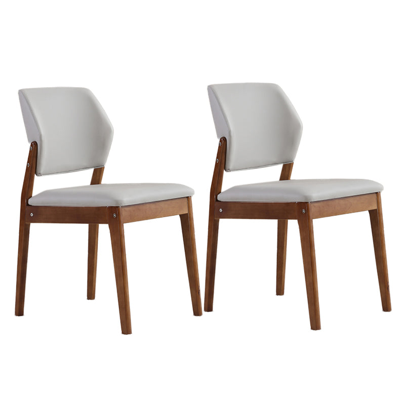 Upholstered Kitchen Side Chair Modern Style Open Back Armless Chair Light Gray 2 Piece Set Walnut Clearhalo 'Dining Chairs' 'Dining Tables & Seating' 'dining_chair' 'furn' 'furn_dining_chair' 'Furniture' 'Kitchen & Dining Furniture' 7143873