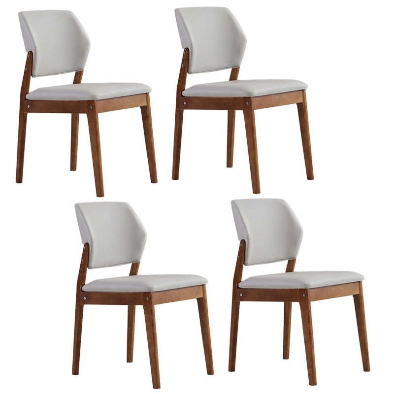 Upholstered Kitchen Side Chair Modern Style Open Back Armless Chair Light Gray 4 Piece Set Walnut Clearhalo 'Dining Chairs' 'Dining Tables & Seating' 'dining_chair' 'furn' 'furn_dining_chair' 'Furniture' 'Kitchen & Dining Furniture' 7143874