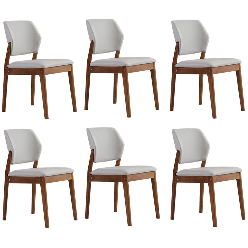 Upholstered Kitchen Side Chair Modern Style Open Back Armless Chair Light Gray 6 Piece Set Walnut Clearhalo 'Dining Chairs' 'Dining Tables & Seating' 'dining_chair' 'furn' 'furn_dining_chair' 'Furniture' 'Kitchen & Dining Furniture' 7143875