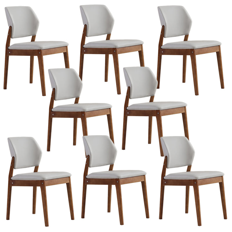Upholstered Kitchen Side Chair Modern Style Open Back Armless Chair Light Gray 8 Piece Set Walnut Clearhalo 'Dining Chairs' 'Dining Tables & Seating' 'dining_chair' 'furn' 'furn_dining_chair' 'Furniture' 'Kitchen & Dining Furniture' 7143876