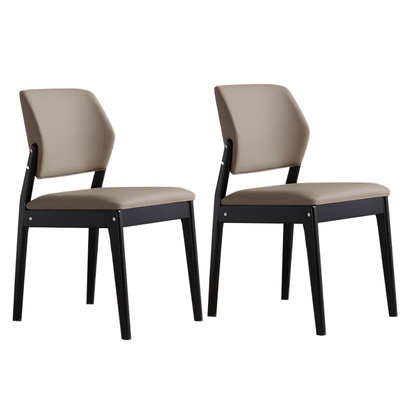 Upholstered Kitchen Side Chair Modern Style Open Back Armless Chair Khaki 2 Piece Set Black Clearhalo 'Dining Chairs' 'Dining Tables & Seating' 'dining_chair' 'furn' 'furn_dining_chair' 'Furniture' 'Kitchen & Dining Furniture' 7143877