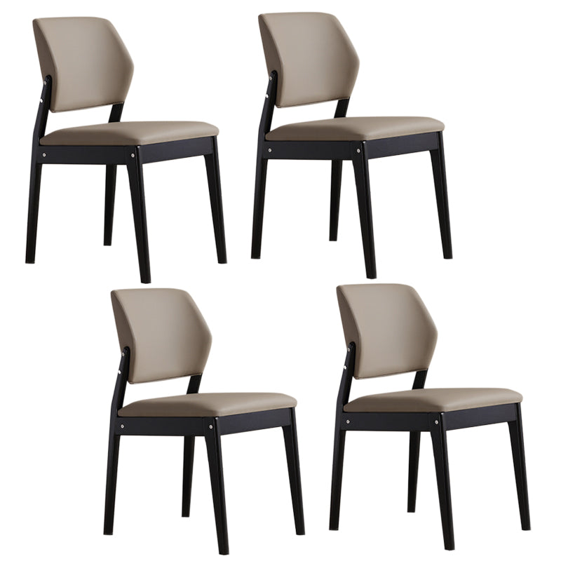 Upholstered Kitchen Side Chair Modern Style Open Back Armless Chair Khaki 4 Piece Set Black Clearhalo 'Dining Chairs' 'Dining Tables & Seating' 'dining_chair' 'furn' 'furn_dining_chair' 'Furniture' 'Kitchen & Dining Furniture' 7143878