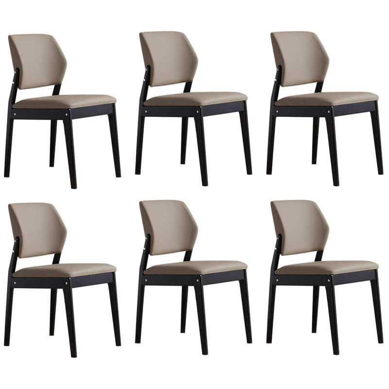 Upholstered Kitchen Side Chair Modern Style Open Back Armless Chair Khaki 6 Piece Set Black Clearhalo 'Dining Chairs' 'Dining Tables & Seating' 'dining_chair' 'furn' 'furn_dining_chair' 'Furniture' 'Kitchen & Dining Furniture' 7143879