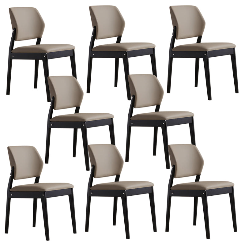 Upholstered Kitchen Side Chair Modern Style Open Back Armless Chair Khaki 8 Piece Set Black Clearhalo 'Dining Chairs' 'Dining Tables & Seating' 'dining_chair' 'furn' 'furn_dining_chair' 'Furniture' 'Kitchen & Dining Furniture' 7143880