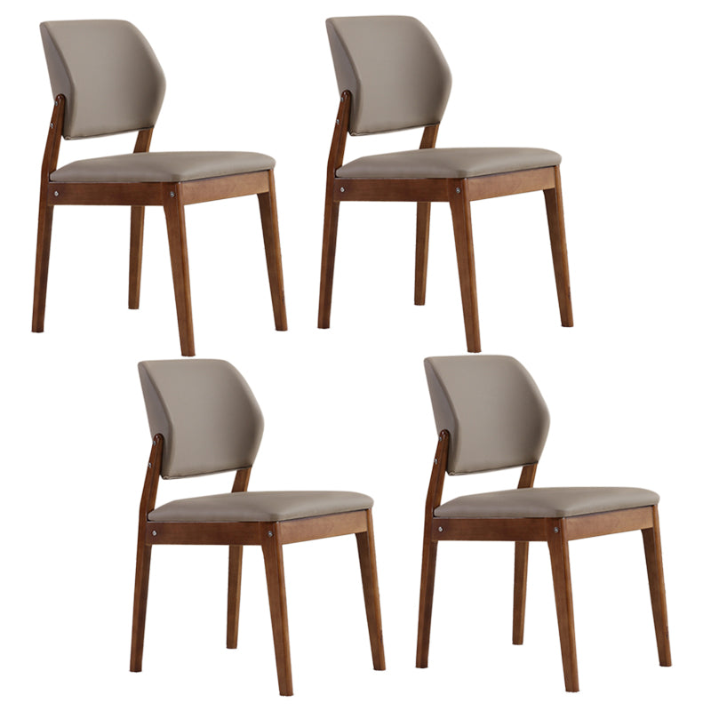 Upholstered Kitchen Side Chair Modern Style Open Back Armless Chair Khaki 4 Piece Set Walnut Clearhalo 'Dining Chairs' 'Dining Tables & Seating' 'dining_chair' 'furn' 'furn_dining_chair' 'Furniture' 'Kitchen & Dining Furniture' 7143882