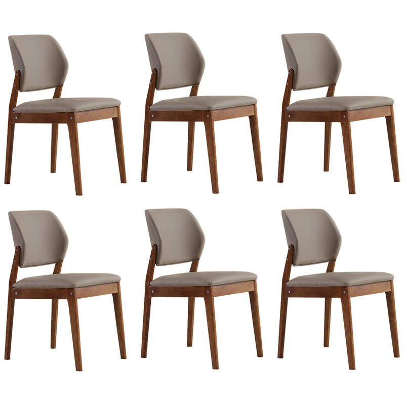 Upholstered Kitchen Side Chair Modern Style Open Back Armless Chair Khaki 6 Piece Set Walnut Clearhalo 'Dining Chairs' 'Dining Tables & Seating' 'dining_chair' 'furn' 'furn_dining_chair' 'Furniture' 'Kitchen & Dining Furniture' 7143883