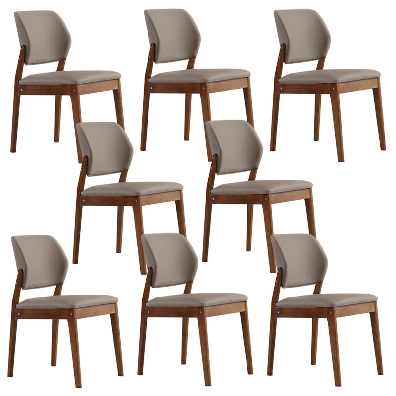 Upholstered Kitchen Side Chair Modern Style Open Back Armless Chair Khaki 8 Piece Set Walnut Clearhalo 'Dining Chairs' 'Dining Tables & Seating' 'dining_chair' 'furn' 'furn_dining_chair' 'Furniture' 'Kitchen & Dining Furniture' 7143884