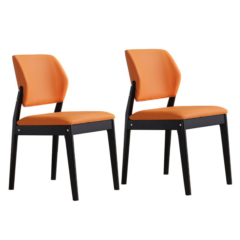 Upholstered Kitchen Side Chair Modern Style Open Back Armless Chair Orange Red 2 Piece Set Black Clearhalo 'Dining Chairs' 'Dining Tables & Seating' 'dining_chair' 'furn' 'furn_dining_chair' 'Furniture' 'Kitchen & Dining Furniture' 7143885