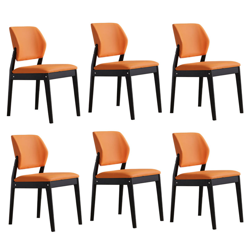 Upholstered Kitchen Side Chair Modern Style Open Back Armless Chair Orange Red 6 Piece Set Black Clearhalo 'Dining Chairs' 'Dining Tables & Seating' 'dining_chair' 'furn' 'furn_dining_chair' 'Furniture' 'Kitchen & Dining Furniture' 7143887