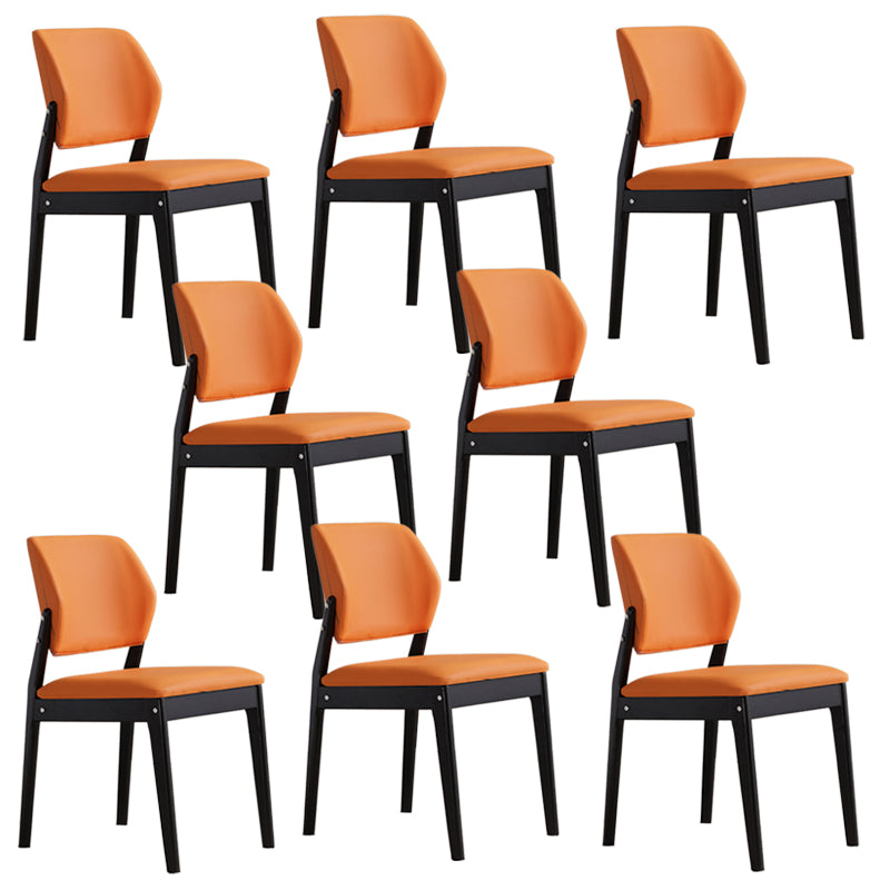 Upholstered Kitchen Side Chair Modern Style Open Back Armless Chair Orange Red 8 Piece Set Black Clearhalo 'Dining Chairs' 'Dining Tables & Seating' 'dining_chair' 'furn' 'furn_dining_chair' 'Furniture' 'Kitchen & Dining Furniture' 7143888