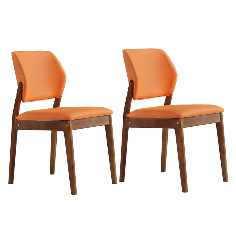 Upholstered Kitchen Side Chair Modern Style Open Back Armless Chair Orange Red 2 Piece Set Walnut Clearhalo 'Dining Chairs' 'Dining Tables & Seating' 'dining_chair' 'furn' 'furn_dining_chair' 'Furniture' 'Kitchen & Dining Furniture' 7143889