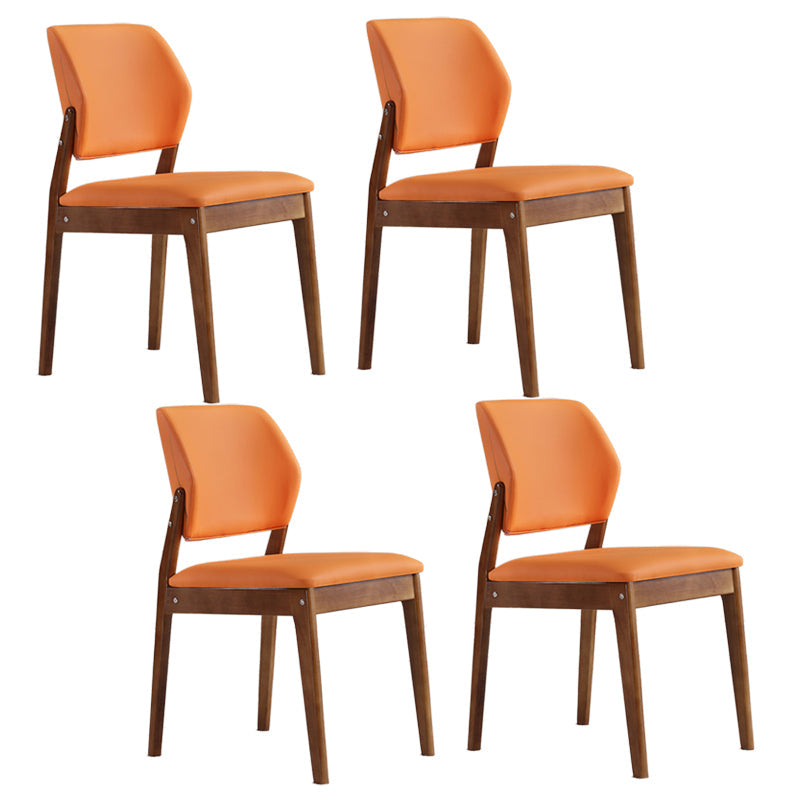 Upholstered Kitchen Side Chair Modern Style Open Back Armless Chair Orange Red 4 Piece Set Walnut Clearhalo 'Dining Chairs' 'Dining Tables & Seating' 'dining_chair' 'furn' 'furn_dining_chair' 'Furniture' 'Kitchen & Dining Furniture' 7143890