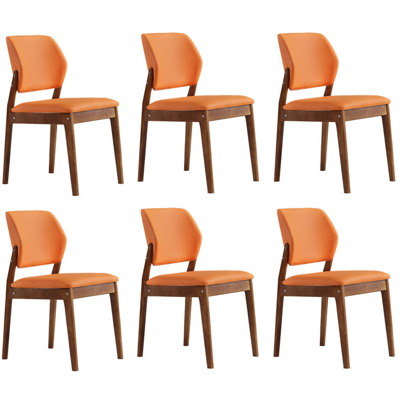 Upholstered Kitchen Side Chair Modern Style Open Back Armless Chair Orange Red 6 Piece Set Walnut Clearhalo 'Dining Chairs' 'Dining Tables & Seating' 'dining_chair' 'furn' 'furn_dining_chair' 'Furniture' 'Kitchen & Dining Furniture' 7143891