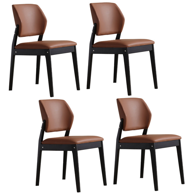 Upholstered Kitchen Side Chair Modern Style Open Back Armless Chair Dark Coffee 4 Piece Set Black Clearhalo 'Dining Chairs' 'Dining Tables & Seating' 'dining_chair' 'furn' 'furn_dining_chair' 'Furniture' 'Kitchen & Dining Furniture' 7143894