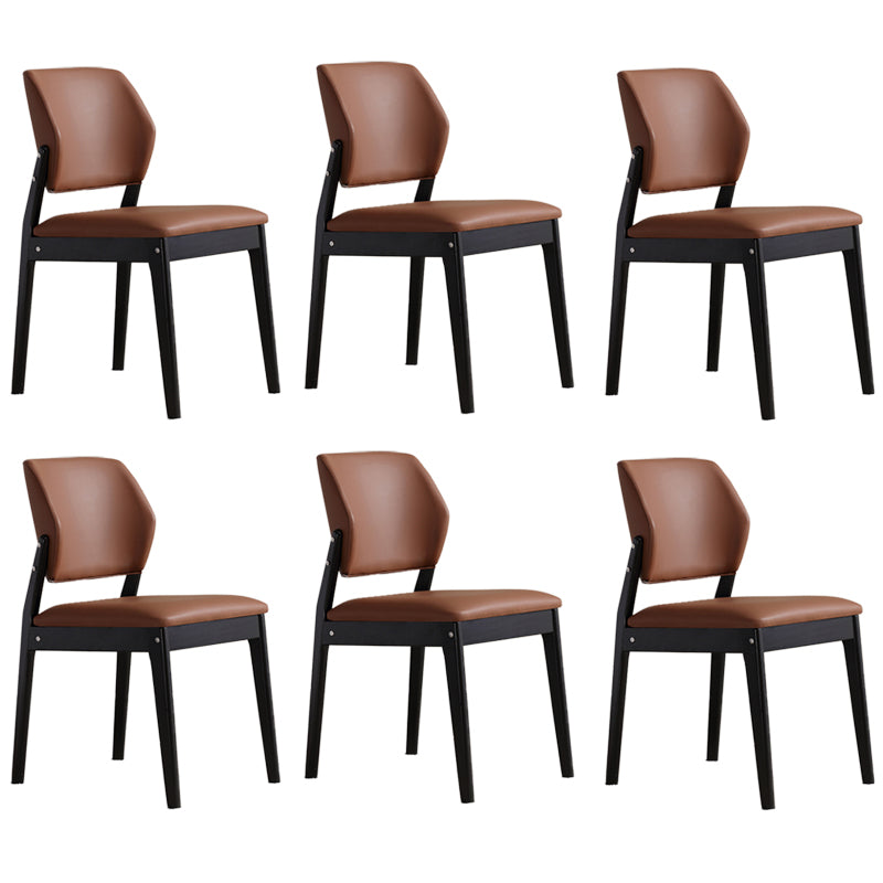 Upholstered Kitchen Side Chair Modern Style Open Back Armless Chair Dark Coffee 6 Piece Set Black Clearhalo 'Dining Chairs' 'Dining Tables & Seating' 'dining_chair' 'furn' 'furn_dining_chair' 'Furniture' 'Kitchen & Dining Furniture' 7143895