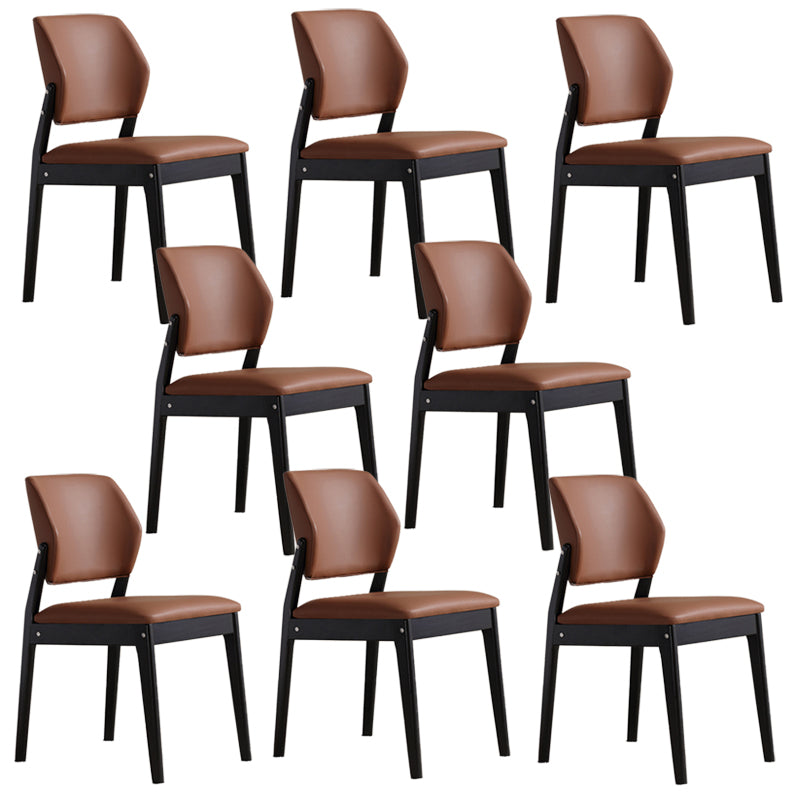 Upholstered Kitchen Side Chair Modern Style Open Back Armless Chair Dark Coffee 8 Piece Set Black Clearhalo 'Dining Chairs' 'Dining Tables & Seating' 'dining_chair' 'furn' 'furn_dining_chair' 'Furniture' 'Kitchen & Dining Furniture' 7143896
