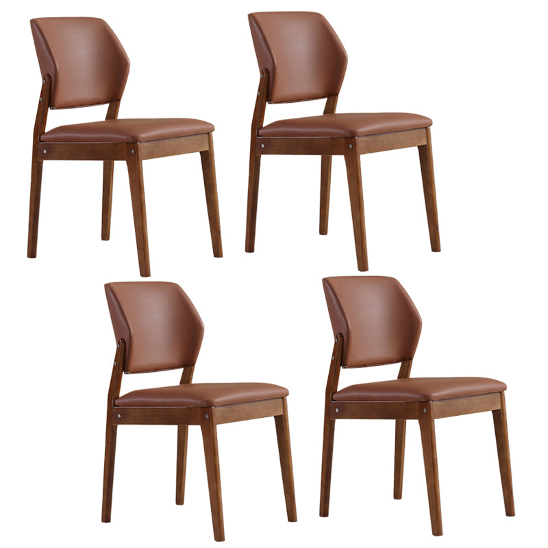 Upholstered Kitchen Side Chair Modern Style Open Back Armless Chair Dark Coffee 4 Piece Set Walnut Clearhalo 'Dining Chairs' 'Dining Tables & Seating' 'dining_chair' 'furn' 'furn_dining_chair' 'Furniture' 'Kitchen & Dining Furniture' 7143898