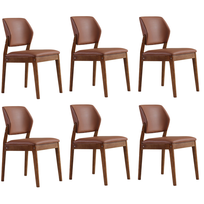 Upholstered Kitchen Side Chair Modern Style Open Back Armless Chair Dark Coffee 6 Piece Set Walnut Clearhalo 'Dining Chairs' 'Dining Tables & Seating' 'dining_chair' 'furn' 'furn_dining_chair' 'Furniture' 'Kitchen & Dining Furniture' 7143899