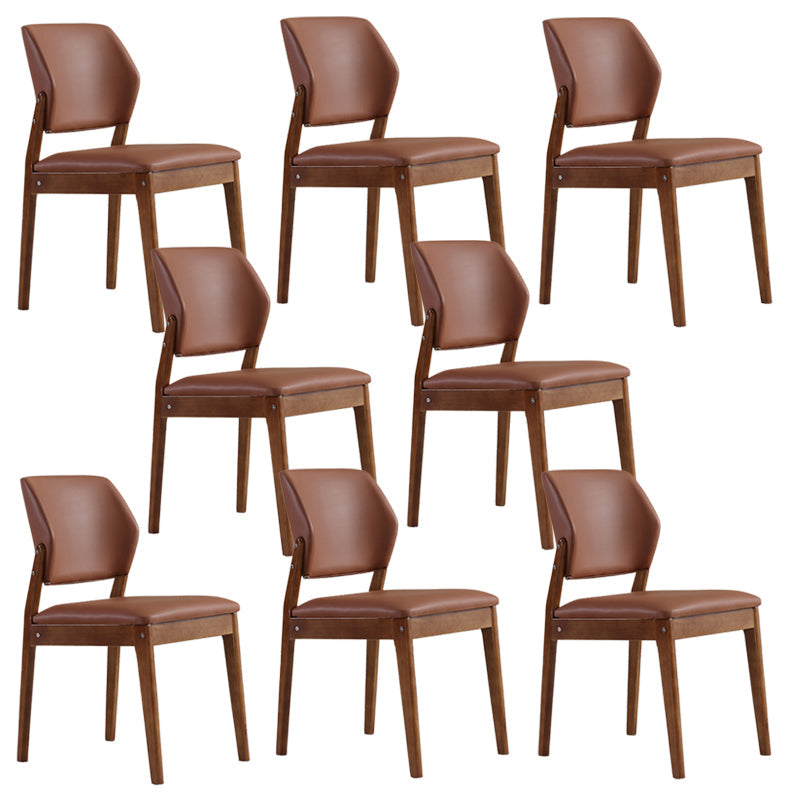 Upholstered Kitchen Side Chair Modern Style Open Back Armless Chair Dark Coffee 8 Piece Set Walnut Clearhalo 'Dining Chairs' 'Dining Tables & Seating' 'dining_chair' 'furn' 'furn_dining_chair' 'Furniture' 'Kitchen & Dining Furniture' 7143900