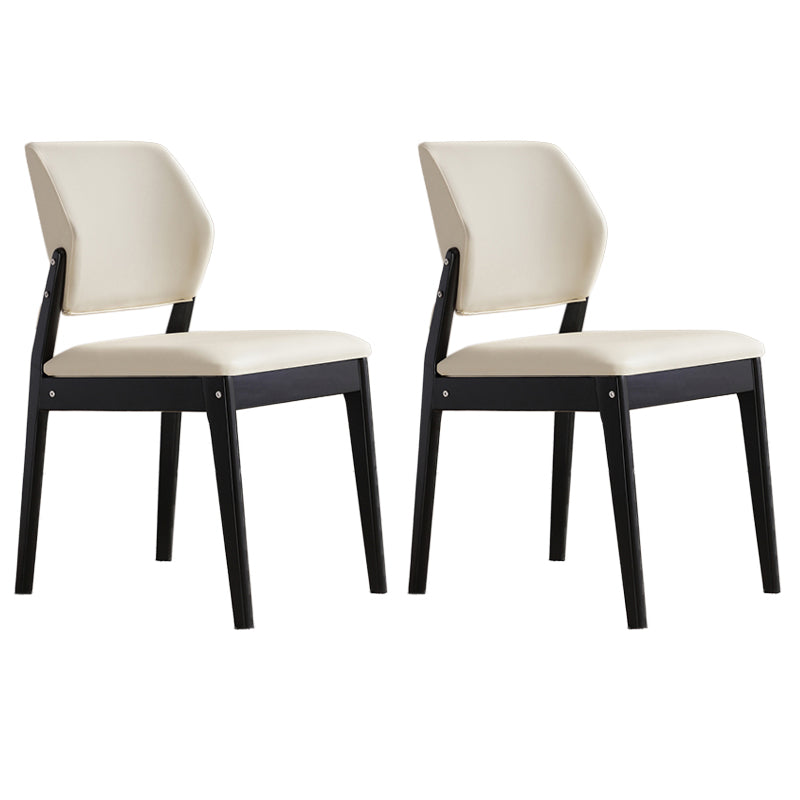 Upholstered Kitchen Side Chair Modern Style Open Back Armless Chair Beige 2 Piece Set Black Clearhalo 'Dining Chairs' 'Dining Tables & Seating' 'dining_chair' 'furn' 'furn_dining_chair' 'Furniture' 'Kitchen & Dining Furniture' 7143901