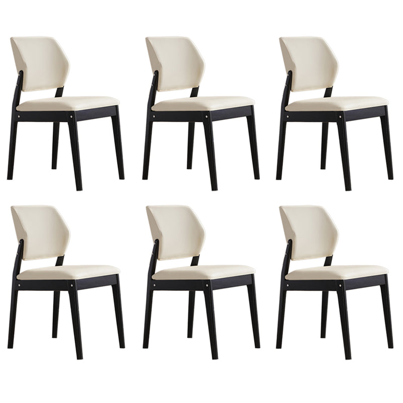 Upholstered Kitchen Side Chair Modern Style Open Back Armless Chair Beige 6 Piece Set Black Clearhalo 'Dining Chairs' 'Dining Tables & Seating' 'dining_chair' 'furn' 'furn_dining_chair' 'Furniture' 'Kitchen & Dining Furniture' 7143903