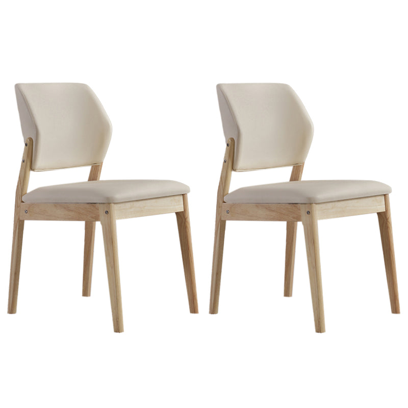 Upholstered Kitchen Side Chair Modern Style Open Back Armless Chair Beige 2 Piece Set Natural Wood Clearhalo 'Dining Chairs' 'Dining Tables & Seating' 'dining_chair' 'furn' 'furn_dining_chair' 'Furniture' 'Kitchen & Dining Furniture' 7143905