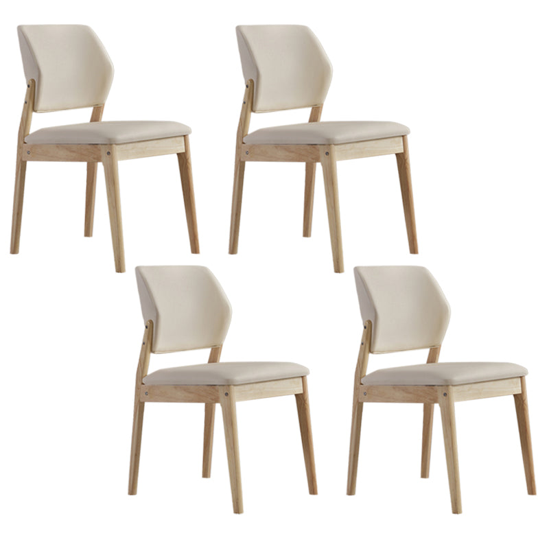 Upholstered Kitchen Side Chair Modern Style Open Back Armless Chair Beige 4 Piece Set Natural Wood Clearhalo 'Dining Chairs' 'Dining Tables & Seating' 'dining_chair' 'furn' 'furn_dining_chair' 'Furniture' 'Kitchen & Dining Furniture' 7143906