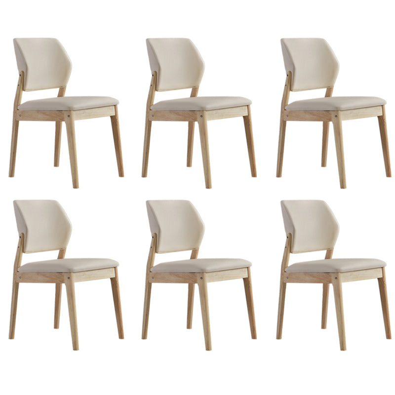 Upholstered Kitchen Side Chair Modern Style Open Back Armless Chair Beige 6 Piece Set Natural Wood Clearhalo 'Dining Chairs' 'Dining Tables & Seating' 'dining_chair' 'furn' 'furn_dining_chair' 'Furniture' 'Kitchen & Dining Furniture' 7143907