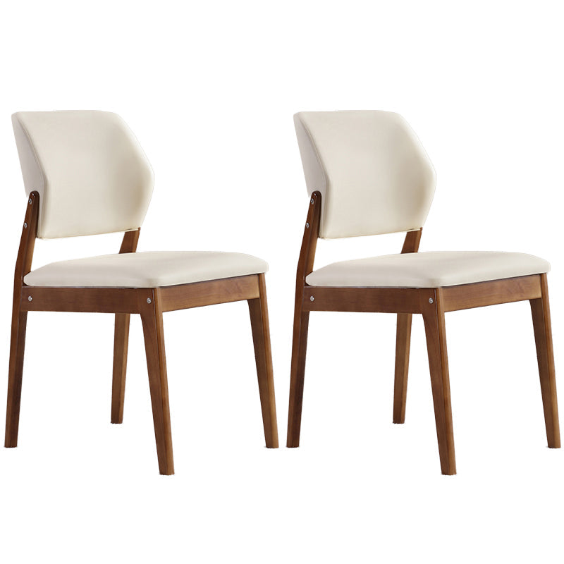 Upholstered Kitchen Side Chair Modern Style Open Back Armless Chair Beige 2 Piece Set Walnut Clearhalo 'Dining Chairs' 'Dining Tables & Seating' 'dining_chair' 'furn' 'furn_dining_chair' 'Furniture' 'Kitchen & Dining Furniture' 7143909