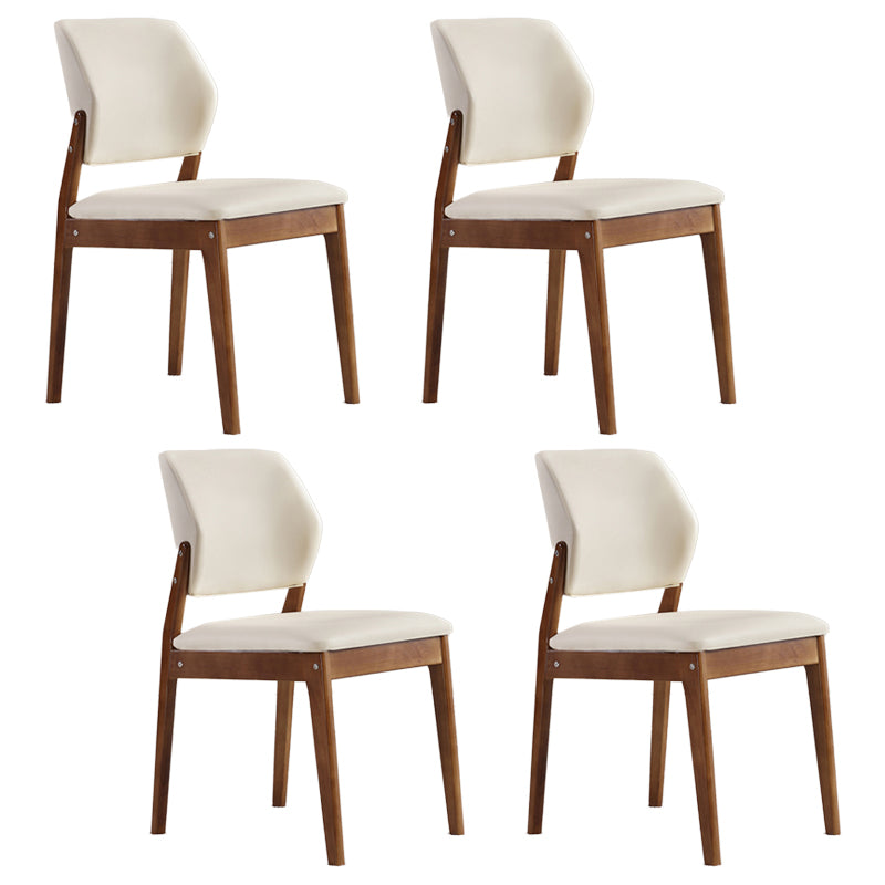 Upholstered Kitchen Side Chair Modern Style Open Back Armless Chair Beige 4 Piece Set Walnut Clearhalo 'Dining Chairs' 'Dining Tables & Seating' 'dining_chair' 'furn' 'furn_dining_chair' 'Furniture' 'Kitchen & Dining Furniture' 7143910