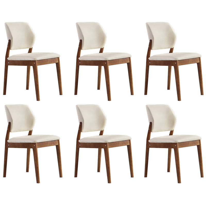 Upholstered Kitchen Side Chair Modern Style Open Back Armless Chair Beige 6 Piece Set Walnut Clearhalo 'Dining Chairs' 'Dining Tables & Seating' 'dining_chair' 'furn' 'furn_dining_chair' 'Furniture' 'Kitchen & Dining Furniture' 7143911