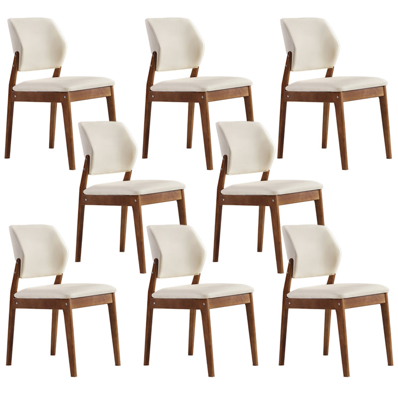 Upholstered Kitchen Side Chair Modern Style Open Back Armless Chair Beige 8 Piece Set Walnut Clearhalo 'Dining Chairs' 'Dining Tables & Seating' 'dining_chair' 'furn' 'furn_dining_chair' 'Furniture' 'Kitchen & Dining Furniture' 7143912